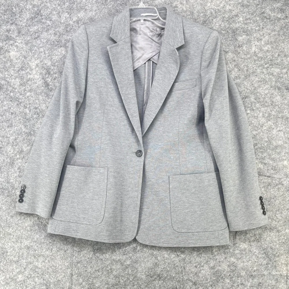Reiss Blazer‎ Men 42R Grey Jersey Single Button Unstructured Knit Sport Coat